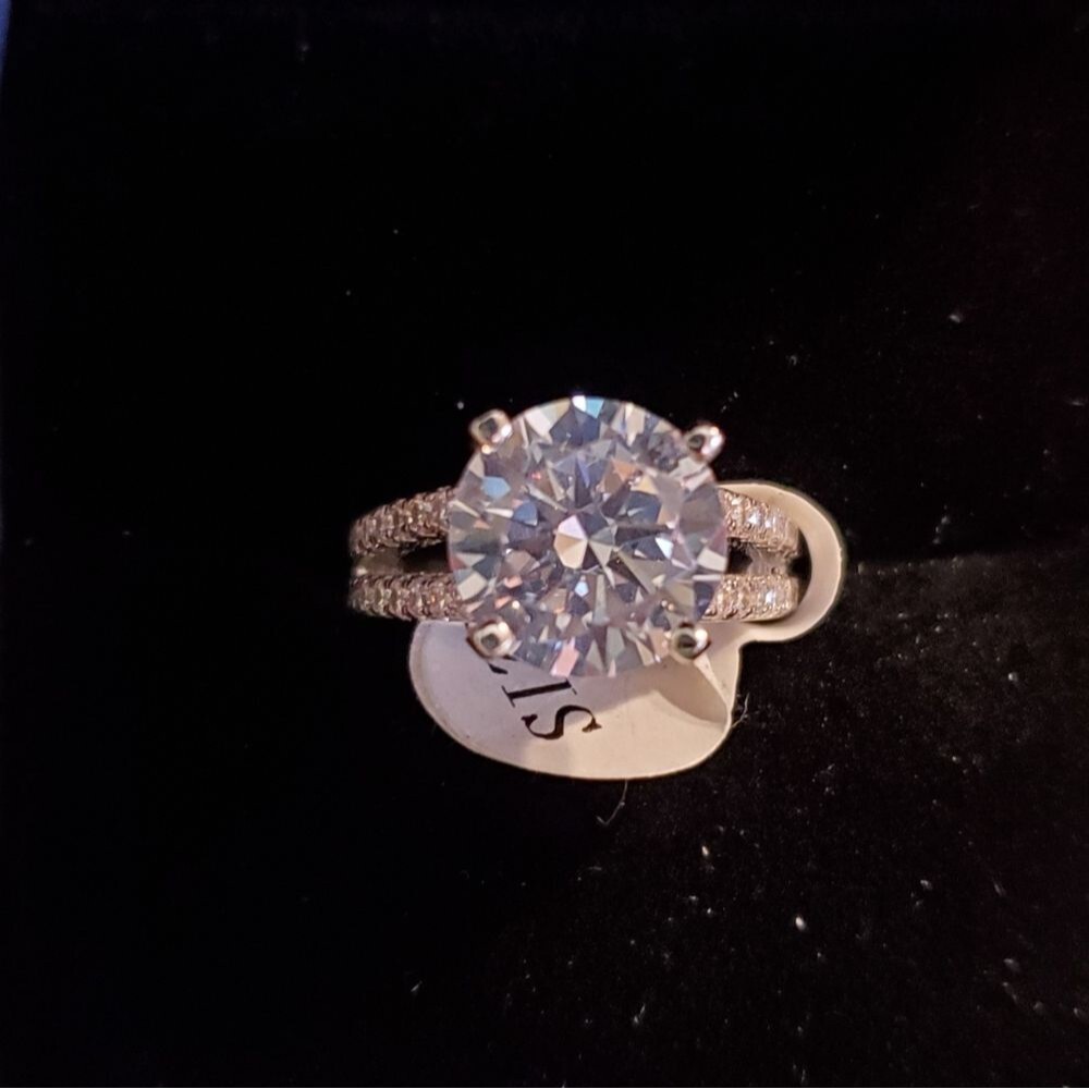 4CT Round Cut Split Shank Engagement Ring Size 4